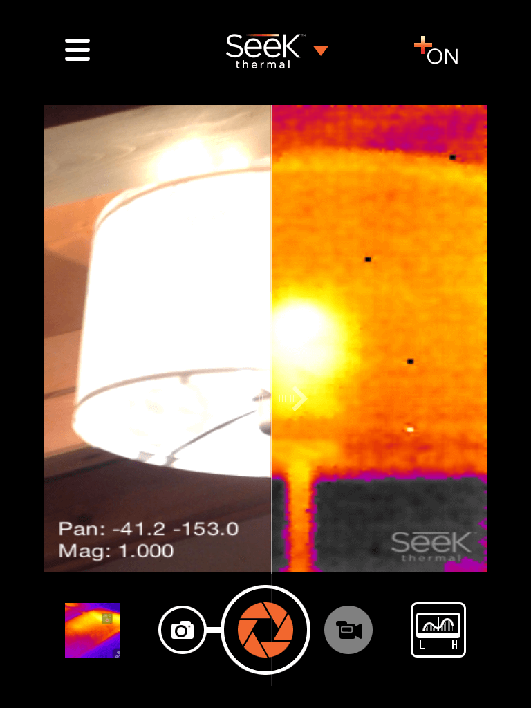 Seek Thermal iOS-App mit Split-Screen
